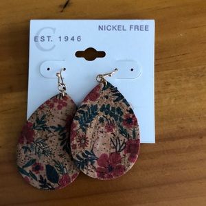 Floral cork based boho earrings